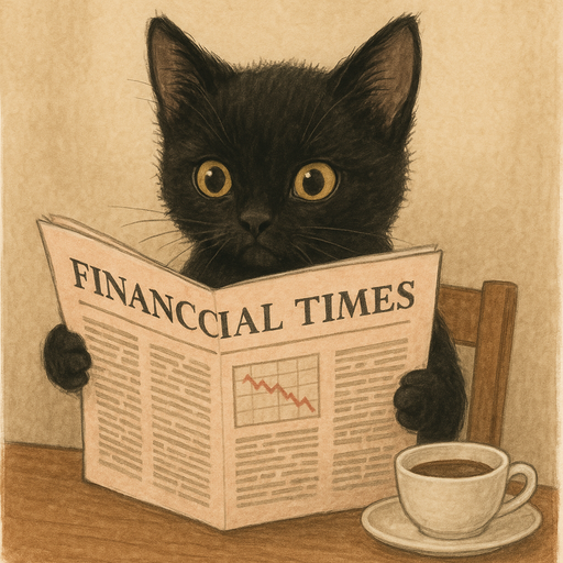 Goblin the cat reading Financial Times